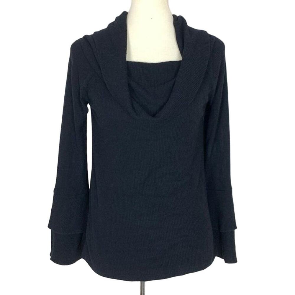 Chaser Rib Off‎ Shoulder Cowlneck Knit Top Medium Bell Sleeve